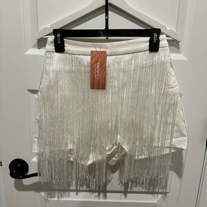 SHEIN Cream Fringe Shorts